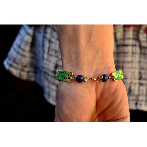 textured brass and painted patina bracelet