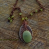 BC Apple green jade and brass hammered pendant